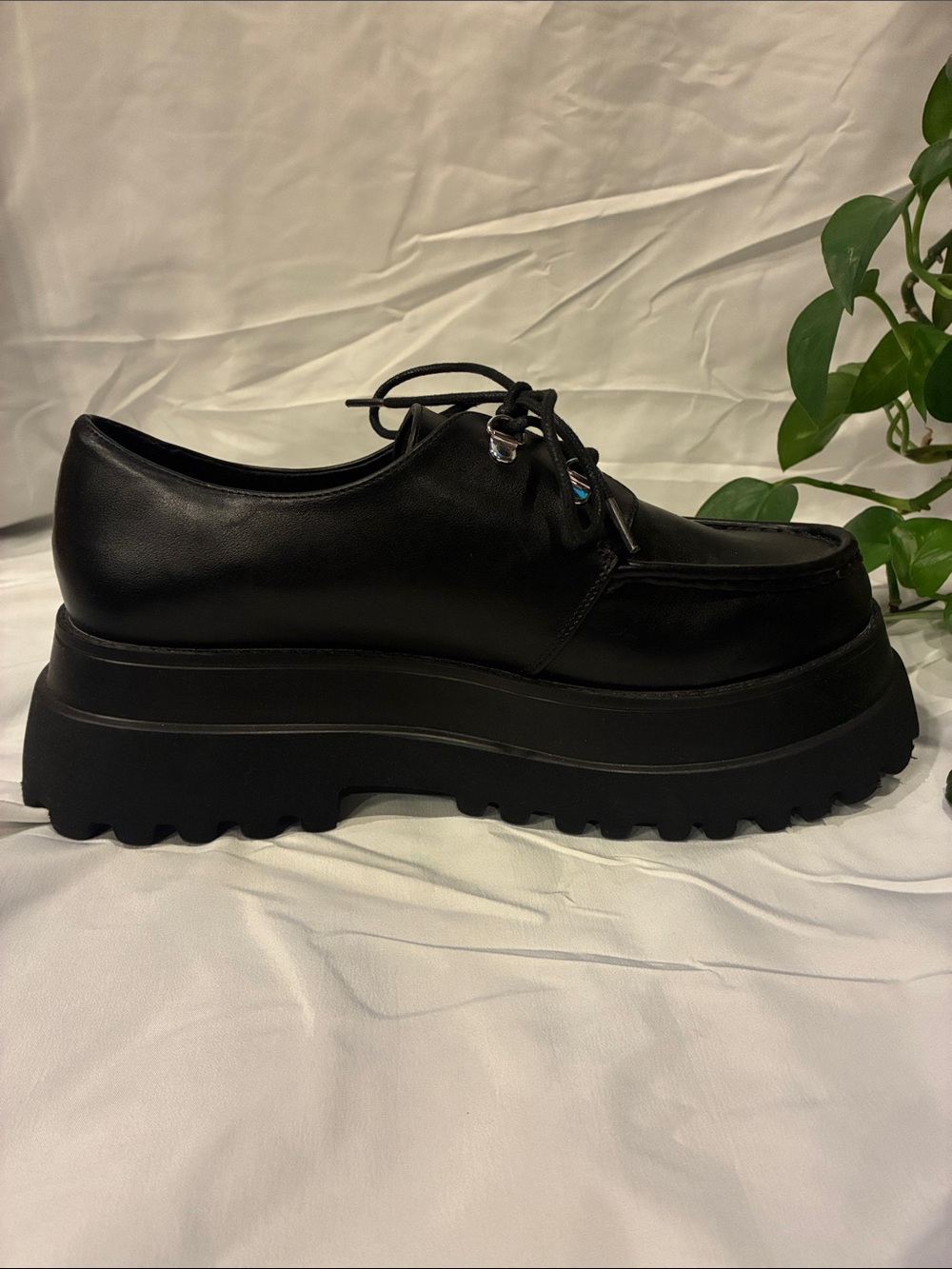 New Ladies Size 11 ASOS Memphis Chunky Lace Up Platform Shoes in Black (ABBA) - Picture 8 of 16
